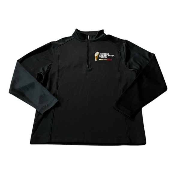 NIKE MEN’S BLACK PULLOVER 1/4 ZIP WITH NATIONAL CHAMPIONSHIP TROPHY LOGO SZ M - Picture 1 of 10